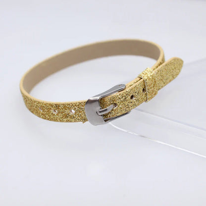 Bracelet à paillettes scintillantes, 8mm de largeur, 21cm de longueur, breloques coulissantes, lettres de l'alphabet, bijoux à bricoler soi-même, cadeau pour femmes et enfants