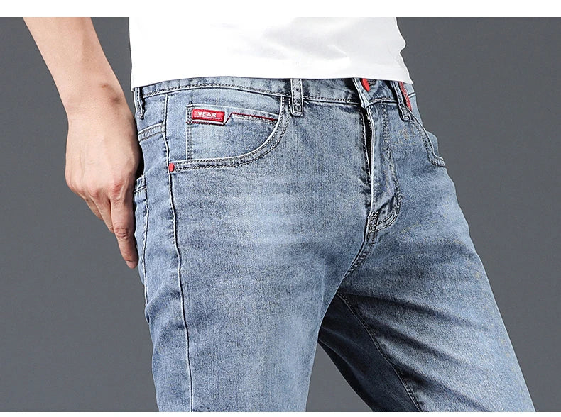 Jean skinny homme polaire hiver chaud uni coréen tendance slim pantalon denim homme épaissi extensible coupe crayon vêtements homme
