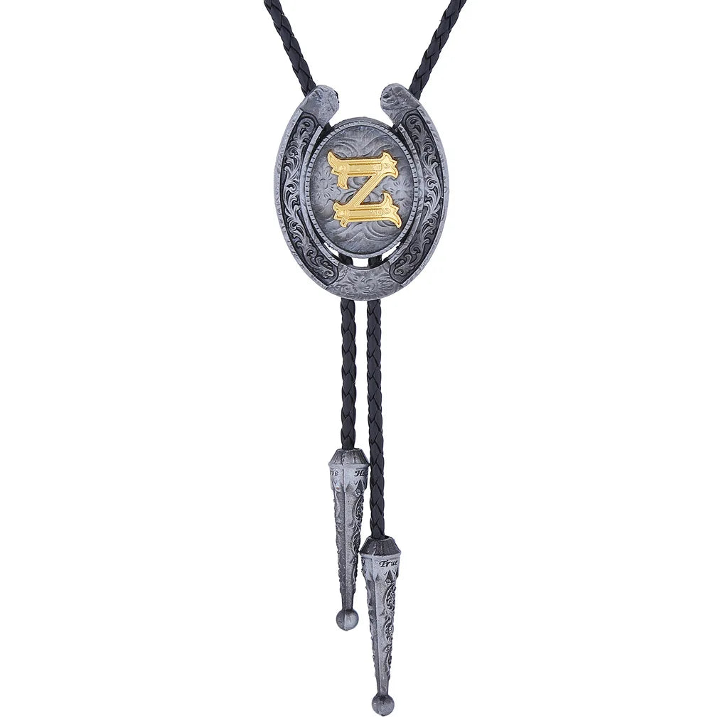 RechicGu-26 lettres Bolo pour homme, style western, cow-boy, cow-girl, cravate en cuir, collier rodéo, bijoux cadeaux, Dropshipping