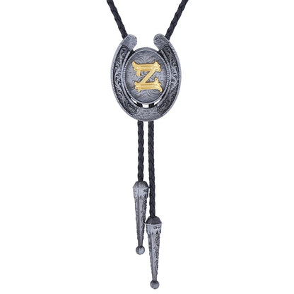 RechicGu-26 lettres Bolo pour homme, style western, cow-boy, cow-girl, cravate en cuir, collier rodéo, bijoux cadeaux, Dropshipping