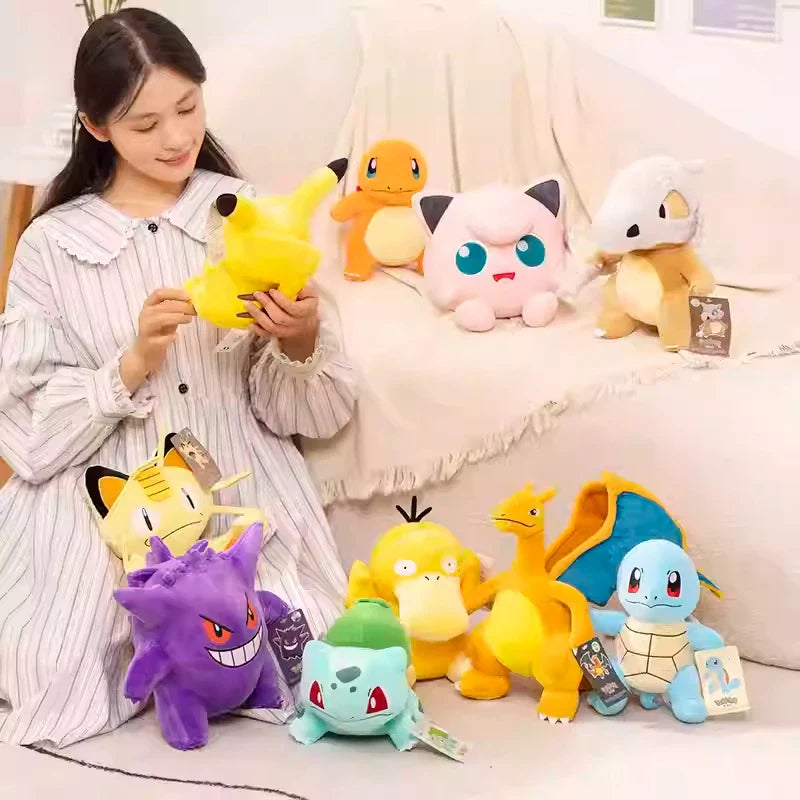 Pikachu Pokemon Plush Doll Charmander Bulbasaur Squirtle Psyduck Eevee Plush Soft Stuffed Animals Peluche Plushie Toy Gifts