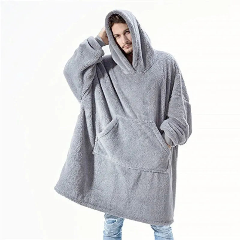 Couverture à capuche avec sourire double face pour hommes et femmes, grande poche, robe surdimensionnée, chaud, couple, adt PVD, nouveau, hiver