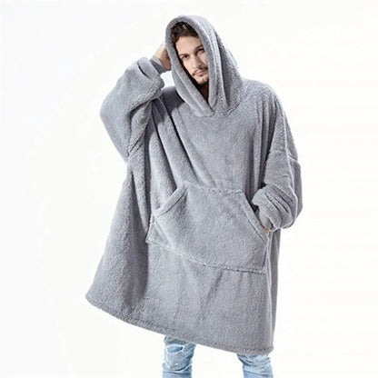 Couverture à capuche avec sourire double face pour hommes et femmes, grande poche, robe surdimensionnée, chaud, couple, adt PVD, nouveau, hiver