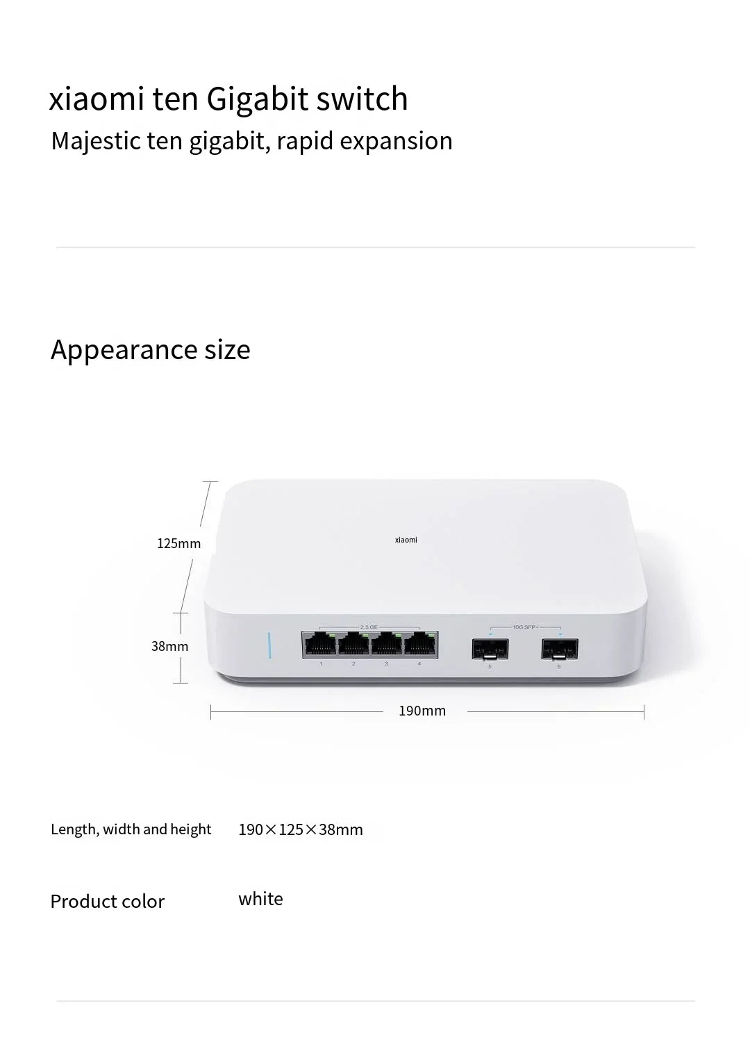 Xiaomi Mi 10 Gigabit Ethernet Switch 10000Mbps Network Switches VLAN Ethernet Splitter Lan Router 4 2.5G Ports RJ45 Hub Switch