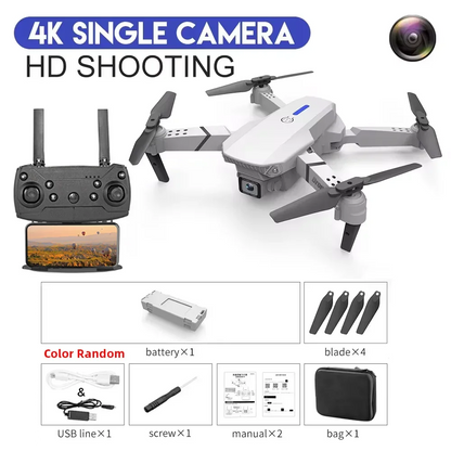 Drone FPV WiFi E88 Pro 2025 – Caméra simple/double 4K/1080P, HD grand angle, maintien d'altitude, jouet d'hélicoptère RC quadrirotor pliable