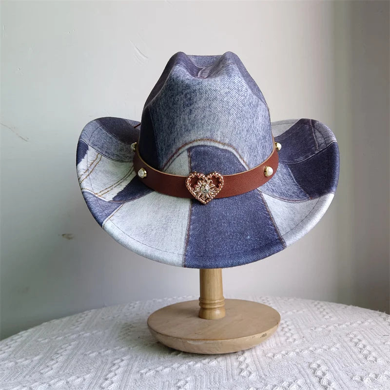Ethnic Style Cowboy Hat Fashion Chic Unisex Solid Color Jazz Hat With Bull Shaped Decor Western Cowboy Hats