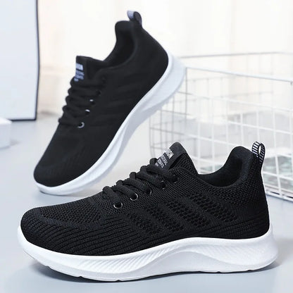 Chaussures de sport pour femmes Chaussures individuelles décontractées respirantes à semelle souple chaussures de course en maille volante d'automne