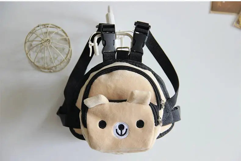 Sac à dos durable pour chien de compagnie, sac à dos auto-transporté pour chiot, laisse réglable, harnais portable de dessin animé, sac de collation en plein air pour chien en peluche