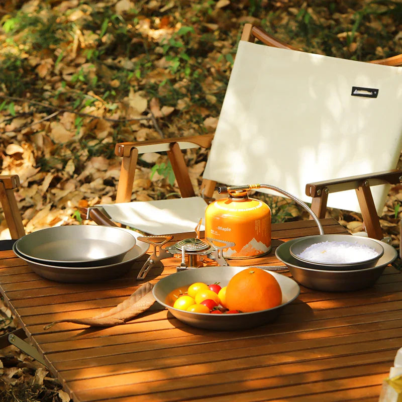 Tiartisan-Filles à repas de camping en titane, assiettes, ustensiles, randonnée en plein air, ultraléger, portable, empilable, plats à salade, ensemble de britware