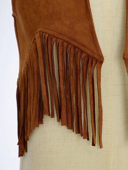 Gilet de Cowboy occidental pour enfants, garçons et filles, Costume de Cosplay d'halloween, pompon en daim, manteau ouvert sur le devant, hauts