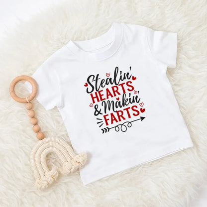 T-shirt imprimé pour maman et papa, vêtements pour enfants, hauts pour garçons et filles, tenue décontractée pour fête de la saint-valentin