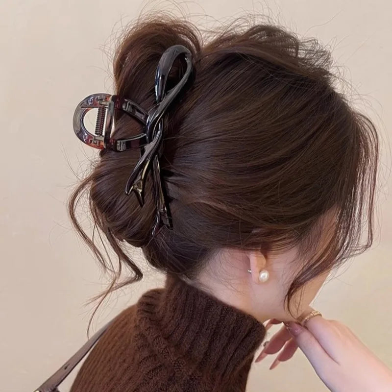 Pinces à cheveux crabe en ruban acrylique de 13 cm, nœud, pinces à cheveux brillantes, accessoires de coiffure, épingles à cheveux, queue de cheval de requin pour femmes