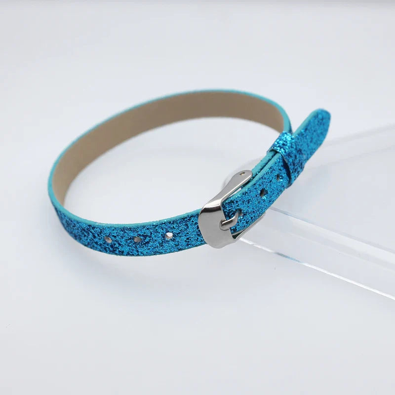 Bracelet à paillettes scintillantes, 8mm de largeur, 21cm de longueur, breloques coulissantes, lettres de l'alphabet, bijoux à bricoler soi-même, cadeau pour femmes et enfants