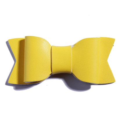 7.5CM Hot Sale Synthetic PU Leather Bows Knot For Hair Accessories Hair Bow With Clip For Headbands U Pick