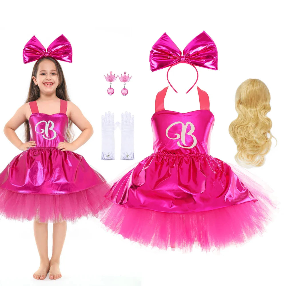 Costume de Cosplay pour filles Robe de soubrette Tutu pour filles Robe d'été à bretelles pour enfants pour Halloween Noël Anniversaire