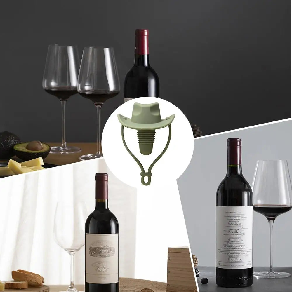 Creative Cowboy Hat Wine Stopper Champagne Bottle Silicone Wine Cork Funny Cowboy Hat Bar Home Wedding Decorative Wine Stopper