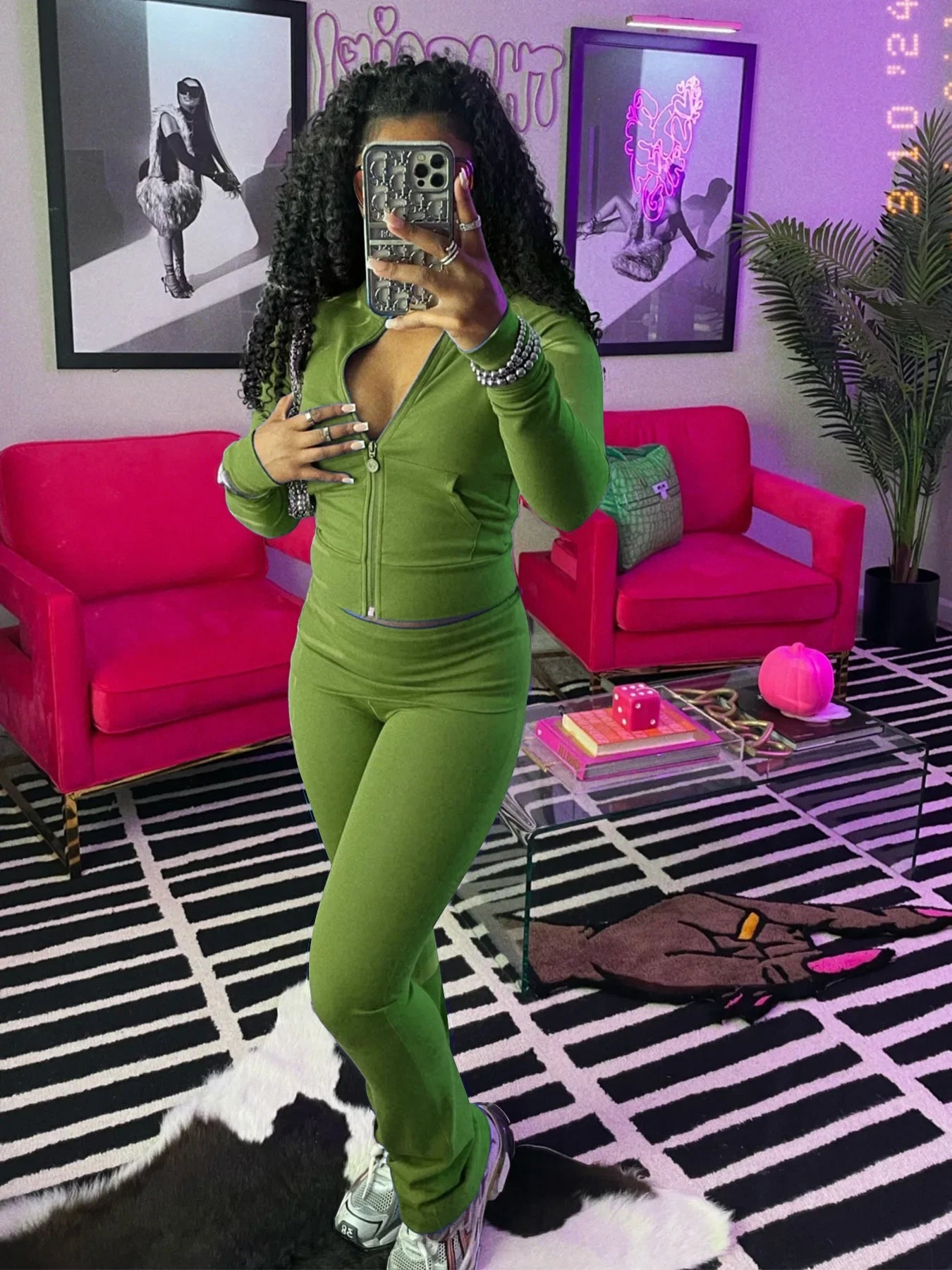 FAGADOER Autumn Winter 2 Piece Sets Women Outfit Casual Zip Pocket Crop Tops+High Waist Leggings Pants Suits Jogger Streetwear