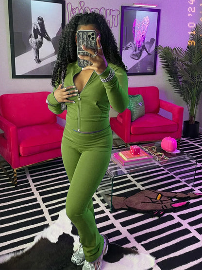 FAGADOER Autumn Winter 2 Piece Sets Women Outfit Casual Zip Pocket Crop Tops+High Waist Leggings Pants Suits Jogger Streetwear