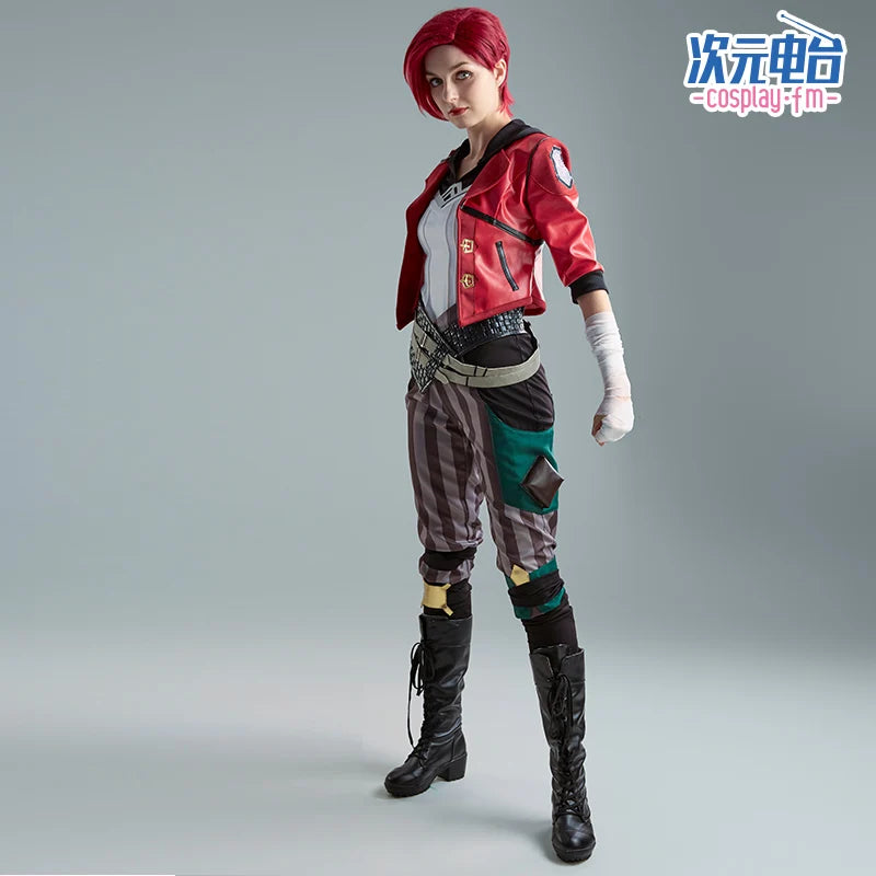 Costume de cosplay LoL Arcane Vi, perruque, uniforme, chaussures, tenues, combinaison d'Halloween et de carnaval pour femmes et hommes, haute qualité