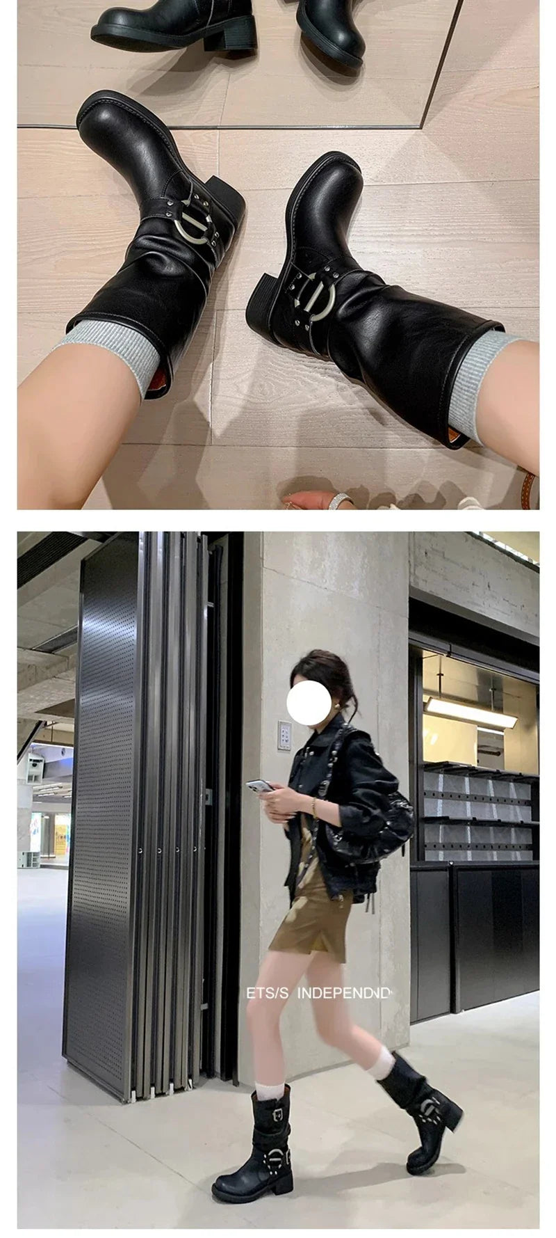Bottes d'hiver de cowboy pour femmes, bottines décontractées à enfiler, fond épais, style moderne