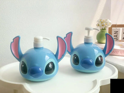 Stitch Sitting Position Lotion Bottle Refillable Pump Container for Shampoo Body Wash Cute Cartoon Travel Dispenser Bathroom Use