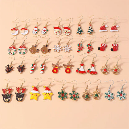 Fashion Merry Christmas Tree Deer Snowflake Santa Claus Drop Earrings for Women Girls New Year Party Festival Jewelry Gifts