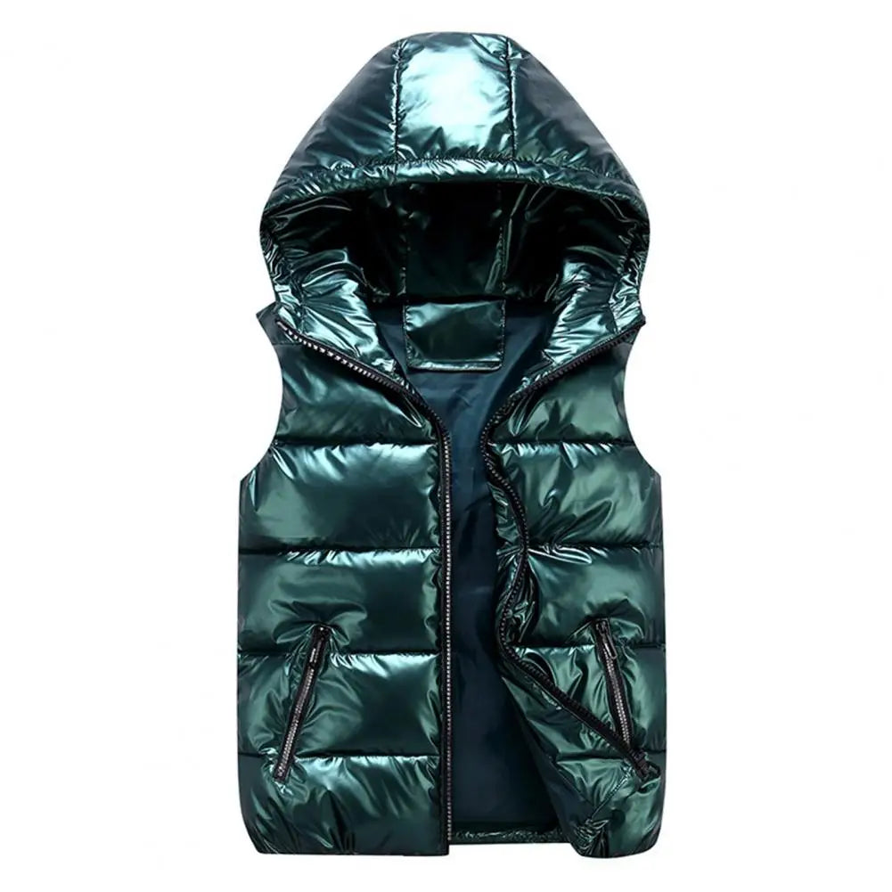 Warm Winter Vest for Women, Bright Color Pockets, Cotton Padded Vest, Quilted Inner Layer, Bright Color Vest for Women, Streetwear