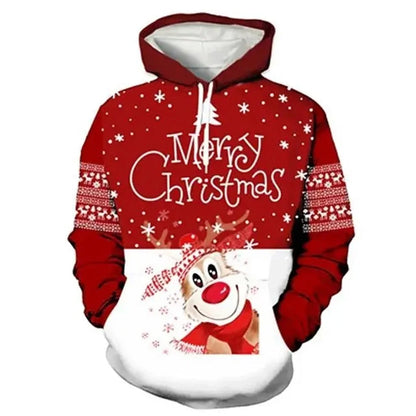 New Christmas Men's Hooded Sweatshirts New Year Fashion Sweatshirts Casual Streetwear Christmas-Print Sweatshirts Hooded Shirt