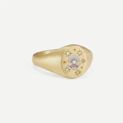 Fashionable and popular stainless steel painted ring, for Valentine's Day, Lion, Mermaid, Love, gold plated, women's jewelry, тильц®