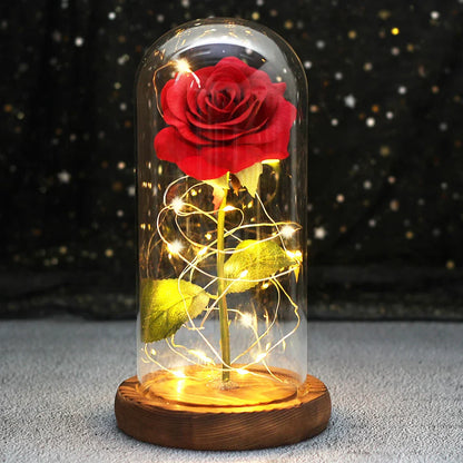 Fleurs lumineuses LED enchantées avec la Belle et la bête, dôme de roses décoratif pour mariage, saint-valentin, cadeau de fête des mères