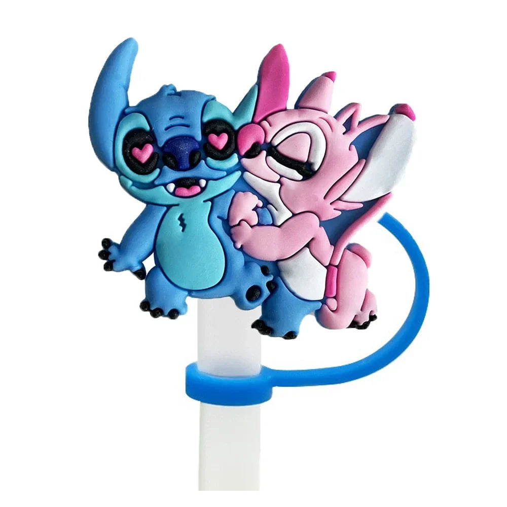 1-8Pcs Stitch Straw Cover Cap, Reusable Dustproof Cup Cover, Cartoon Drink Straw Plug, Splash Proof Straw Cap, Gift for Kids