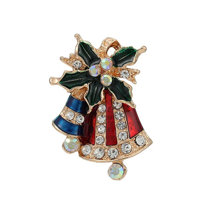 Christmas Brooches for Men and Women, Santa Claus Hat, Gloves, Bells, Socks, Rhinestone Suit, Metal Brooches, Badges, New Year Gift, 2022