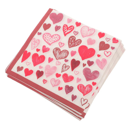 40 Serviettes en Papier Cœur Amour Élégantes Forme Carrée Parfaites pour les Couverts et la Mise en Place de la Table Serviettes de Table en Papier
