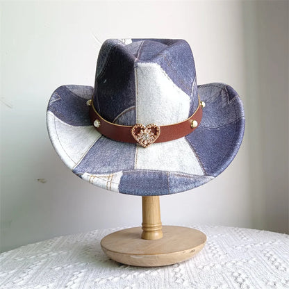 Ethnic Style Cowboy Hat Fashion Chic Unisex Solid Color Jazz Hat With Bull Shaped Decor Western Cowboy Hats