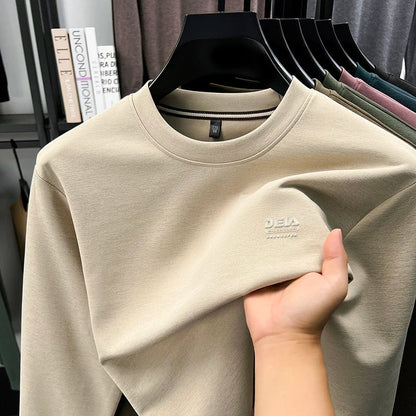 Sweat-shirt homme 2025 nouveau Style printemps et automne homme T-shirt à manches longues en pur coton col rond T-shirt basique à la mode