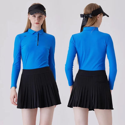 AW Golf Women's Simple Polo Shirt Long-sleeved T-shirt Quick-drying Breathable Sports Jersey Spring Autumn Golf Clothing Suit