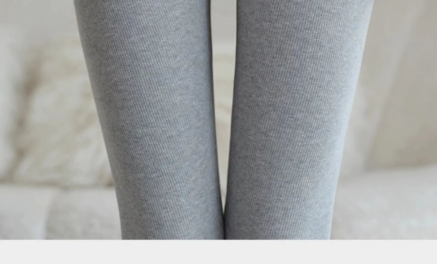 Leggings 420g 92% coton avec doublure polaire pour vêtements d'hiver, polaire d'agneau épaisse en coton pour femmes, pantalon chaud gris taille haute