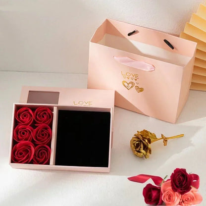 Boîte à bijoux Rose, boîte à bagues à Six fleurs, cadeau de saint-valentin, boîte d'emballage de bijoux, pendentif, collier, cadeaux d'anniversaire pour femme et maman