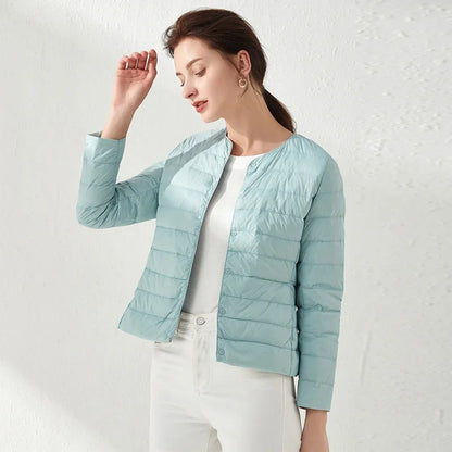 2024 New Spring Winter Women Liner Warm Down Jackets Ultralight Collarless Portable Female Padded Parkas O-Neck Puffer Overcoat