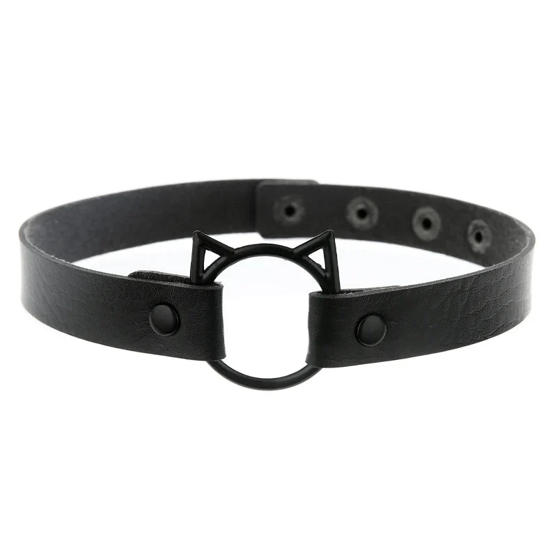 Collier gothique d'Halloween en cuir PU avec tête de chat, collier doux Y2k, cadeau de mode pour femme, cadeau de Noël pour la Saint-Valentin