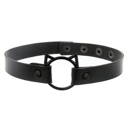 Collier gothique d'Halloween en cuir PU avec tête de chat, collier doux Y2k, cadeau de mode pour femme, cadeau de Noël pour la Saint-Valentin