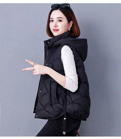 Doudoune Sans Manches en Coton Femme Automne Et Hiver 2025 Nouvelle Mode Vêtement d'Extérieur Doux Mince Gilet Manteau Femme Contraste de Couleurs