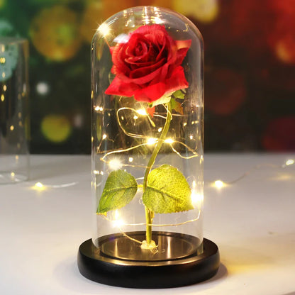 Fleurs lumineuses LED enchantées avec la Belle et la bête, dôme de roses décoratif pour mariage, saint-valentin, cadeau de fête des mères