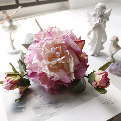 Grand Bouquet de pivoines blanches haut de gamme, fleurs artificielles pour décoration de mariage, de maison, fausses fleurs pour le nouvel an, décorations d'automne