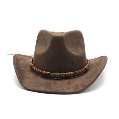 Western Cowboy Hat Jazz Knight Hats For Men Ethnic Style Felt Hats With Bull Shaped Decor Grassland Country Hat Sombrero