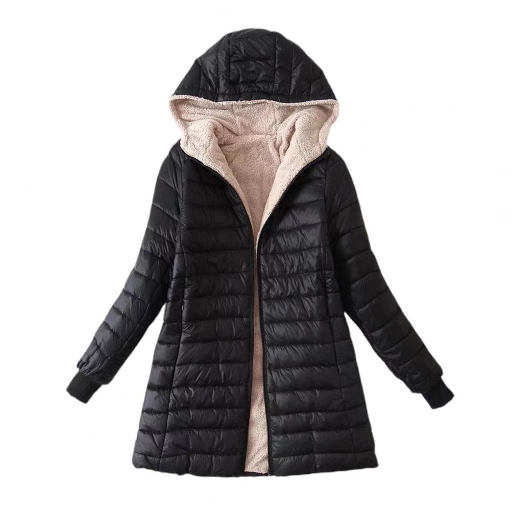 Soft Hooded Coat Long Sleeves Winter Jacket Plush Lining Warm Autumn Jackets Winter Cardigan Coat  Windproof