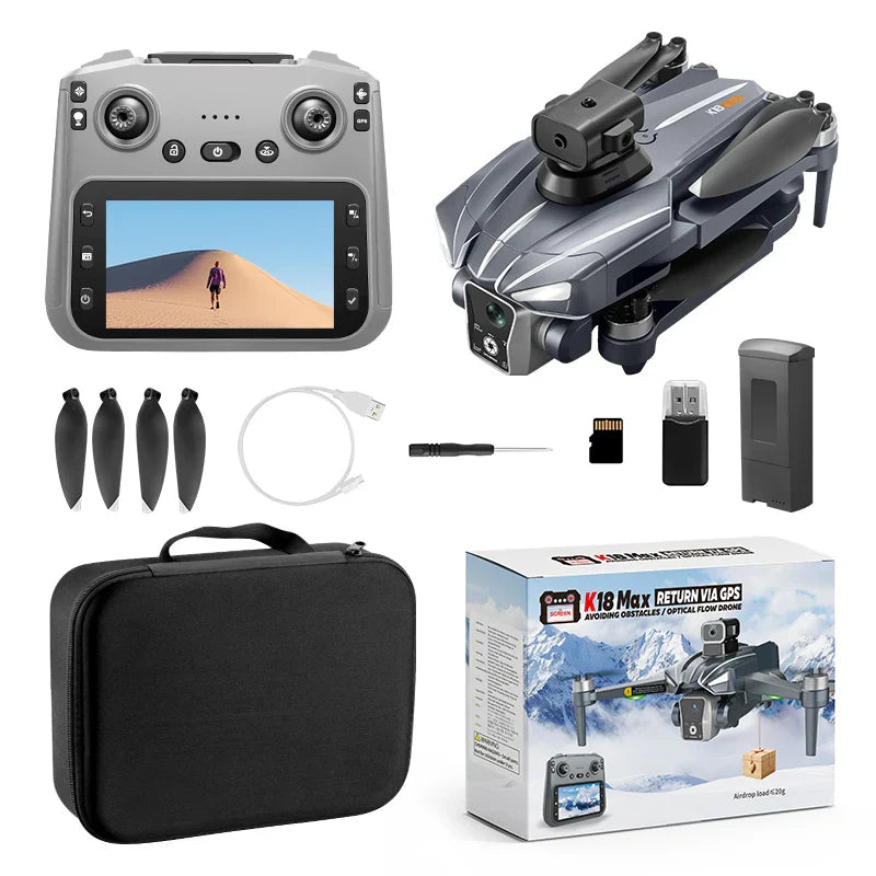 K18 Max RC Drone 8K double caméra sans brosse GPS 5G évitement d'obstacles pliable télécommande UAV grand écran quadrirotor VS K19