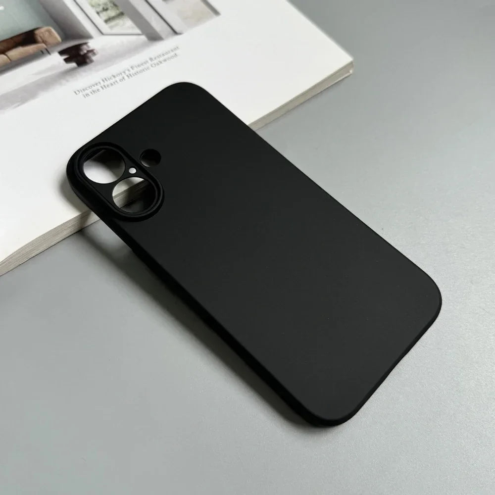 Coque de téléphone de luxe noire intégrale en silicone mat pour iPhone 17 Air 16 15 14 13 12 11 Pro Max 16 15 14 Plus, coque arrière souple en TPU