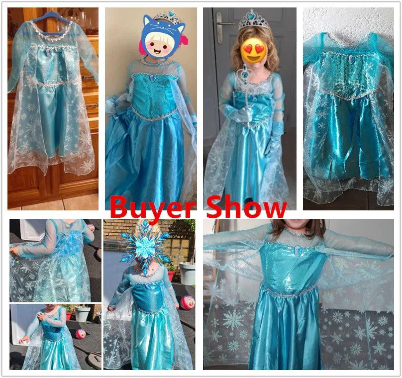Elsa Costume for Girls 2024 Carnival Party Snow Queen Luxury Cosplay Costume Birthday Party Outfit Elsa Princess 3-10Y Kid Dress