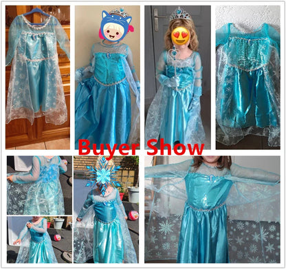 Elsa Costume for Girls 2024 Carnival Party Snow Queen Luxury Cosplay Costume Birthday Party Outfit Elsa Princess 3-10Y Kid Dress